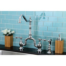 Kingston Brass English Country Bridge Kitchen Faucet with Brass Side Sprayer, Polished Chrome (KS7751ALBS)