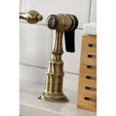 Kingston Brass English Country Bridge Kitchen Faucet with Brass Side Sprayer, Antique Brass (KS7753ALBS)