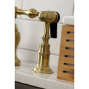 Kingston Brass English Country Bridge Kitchen Faucet with Brass Side Sprayer, Brushed Brass (KS7757ALBS)