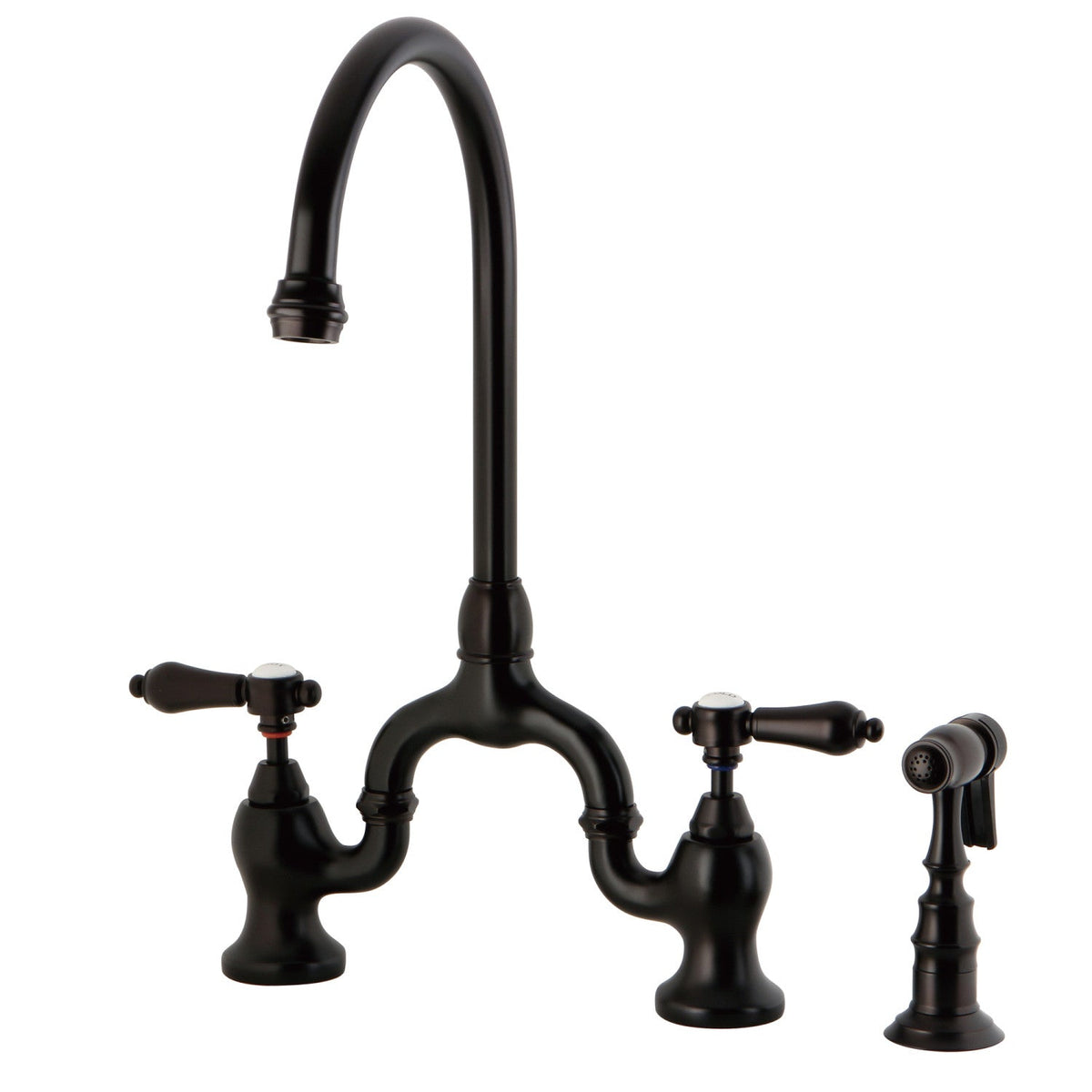 Heirloom Bridge Kitchen Faucet with Brass Side Sprayer in Oil Rubbed Bronze