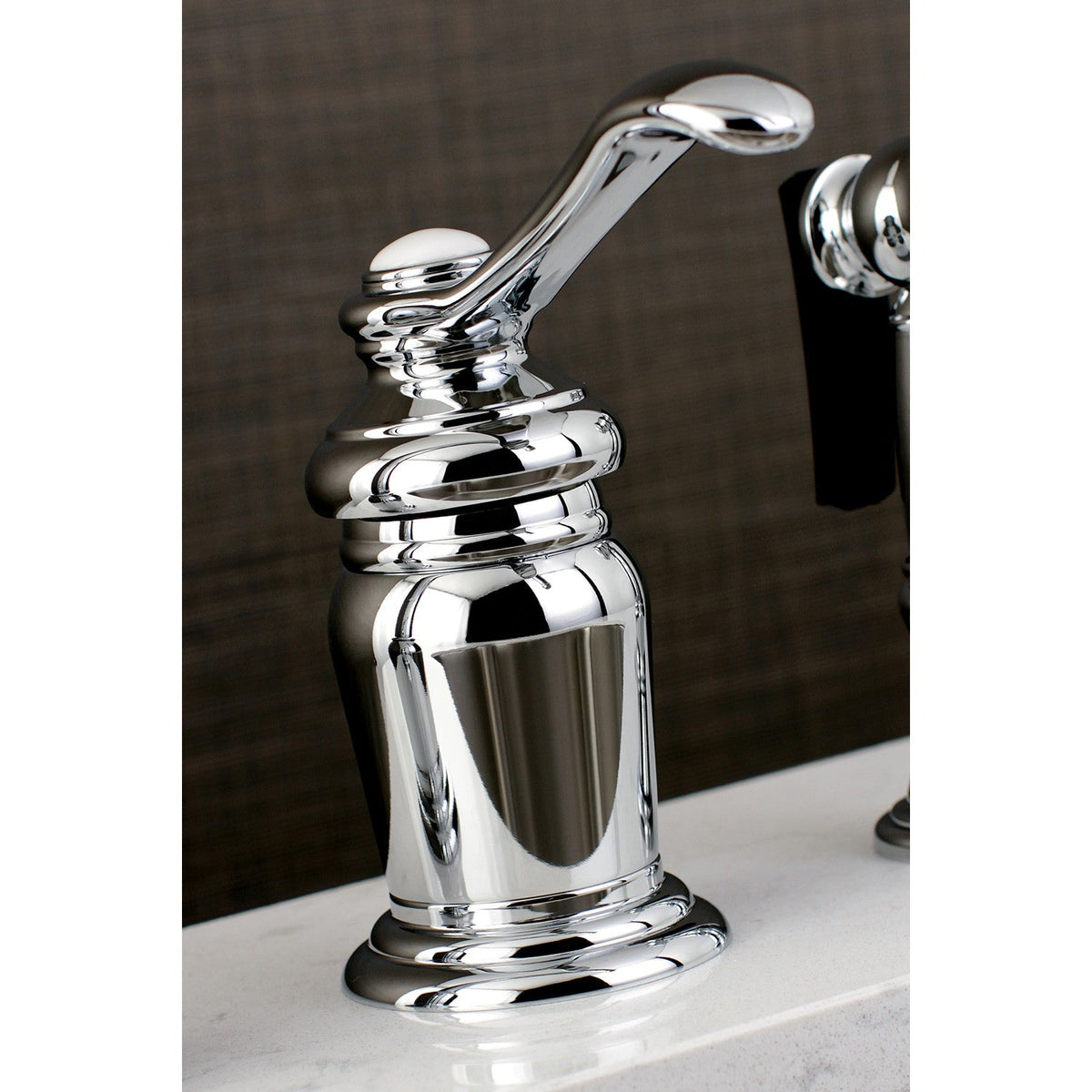 Templeton Single-Handle Widespread Kitchen Faucet with Brass Sprayer in Polished Chrome