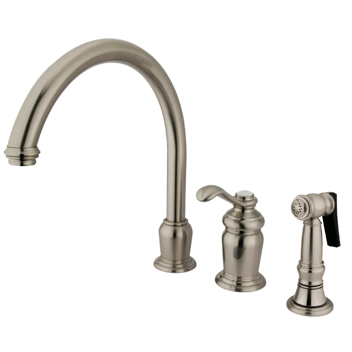 Templeton Single-Handle Widespread Kitchen Faucet with Brass Sprayer in Brushed Nickel