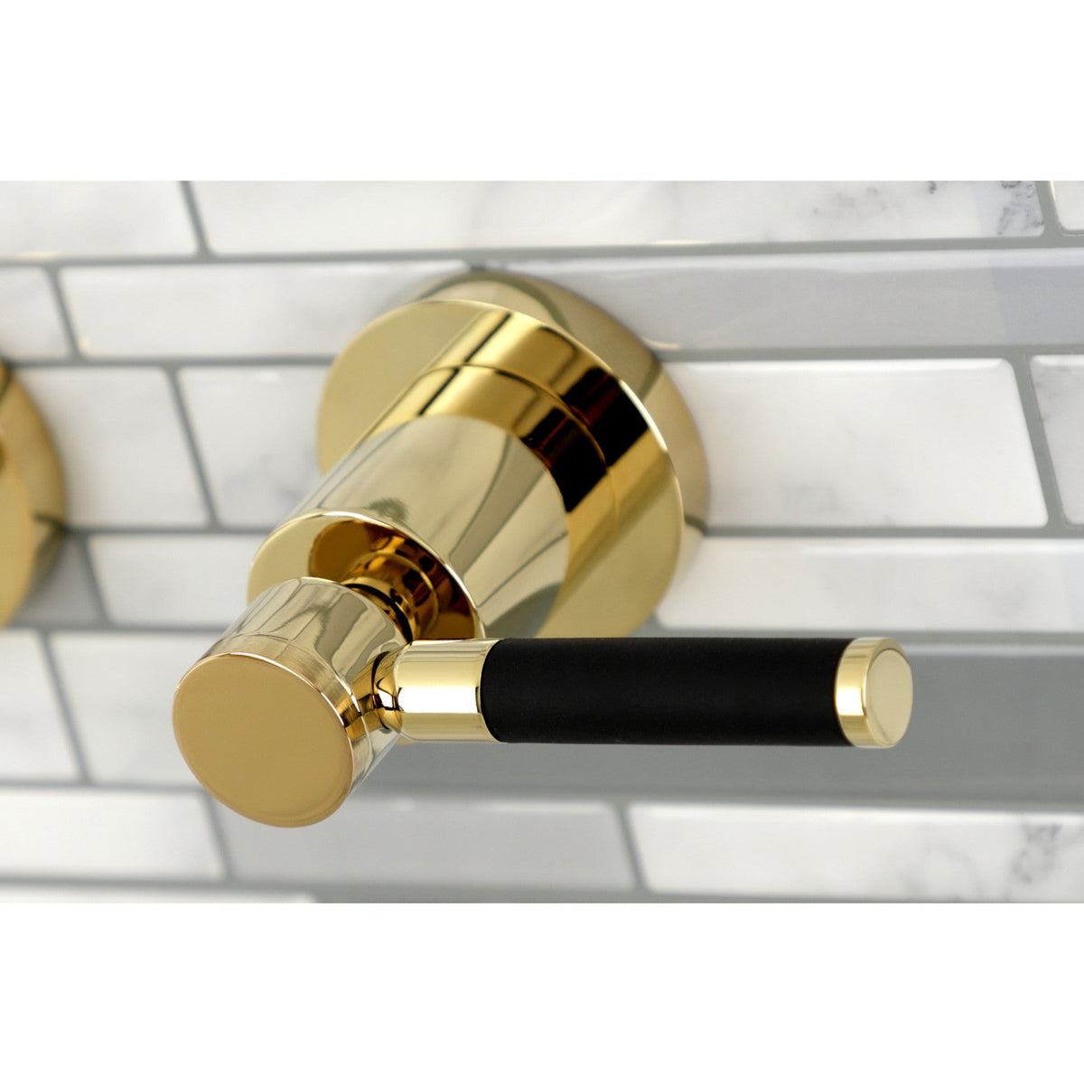 Kaiser Two-Handle Wall Mount Roman Tub Faucet in Polished Brass