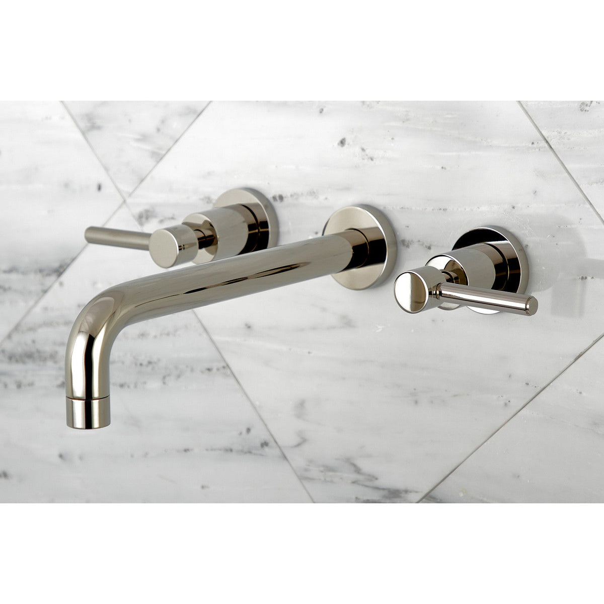 Concord Two-Handle Wall Mount Roman Tub Faucet in Polished Nickel