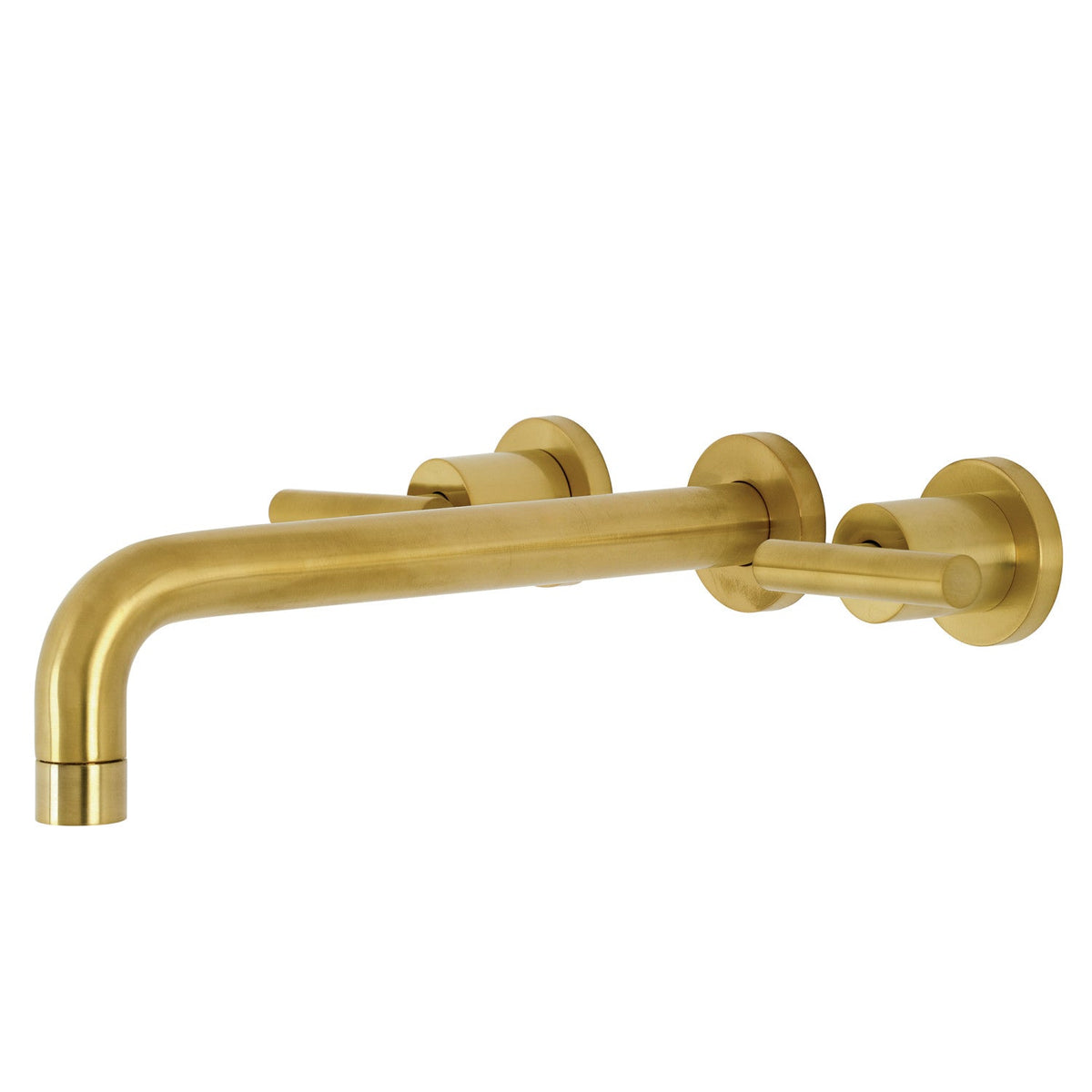 Manhattan Two-Handle Wall Mount Roman Tub Faucet in Brushed Brass