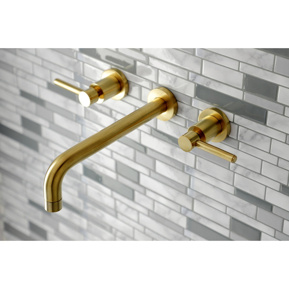 Concord Two-Handle Wall Mount Roman Tub Faucet in Brushed Brass