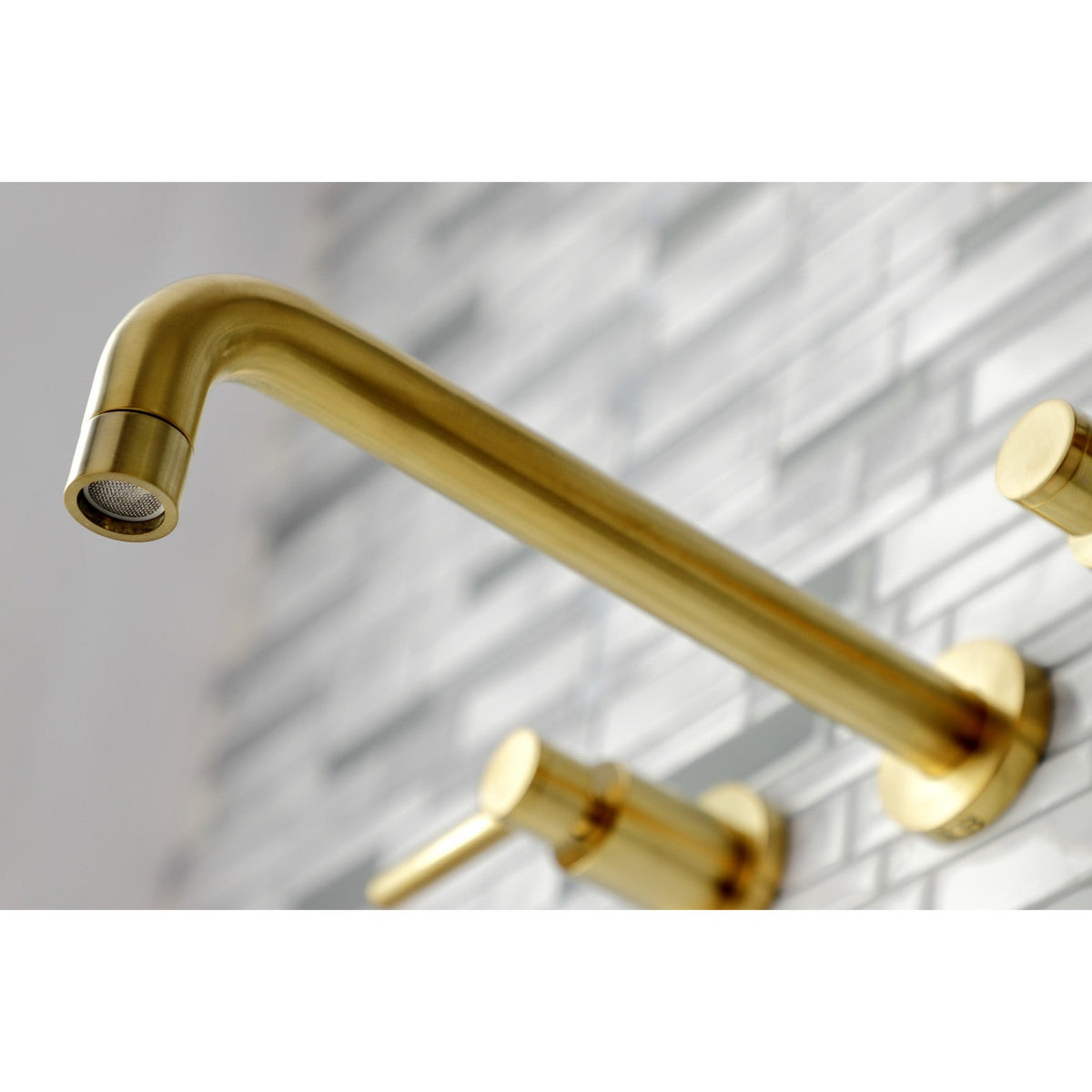 Concord Two-Handle Wall Mount Roman Tub Faucet in Brushed Brass