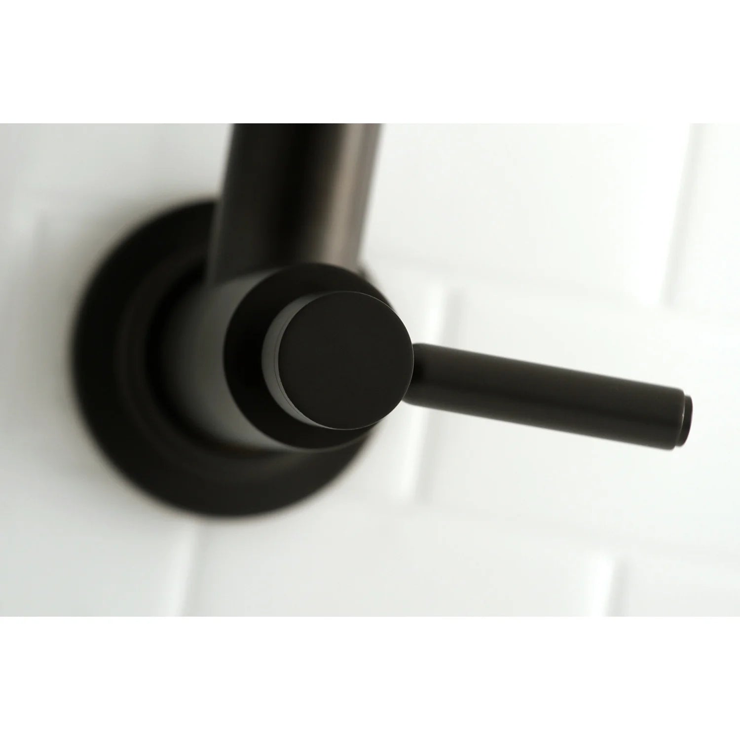 Matte black pot filler faucet wall mount with round escutcheon and outlet pipe