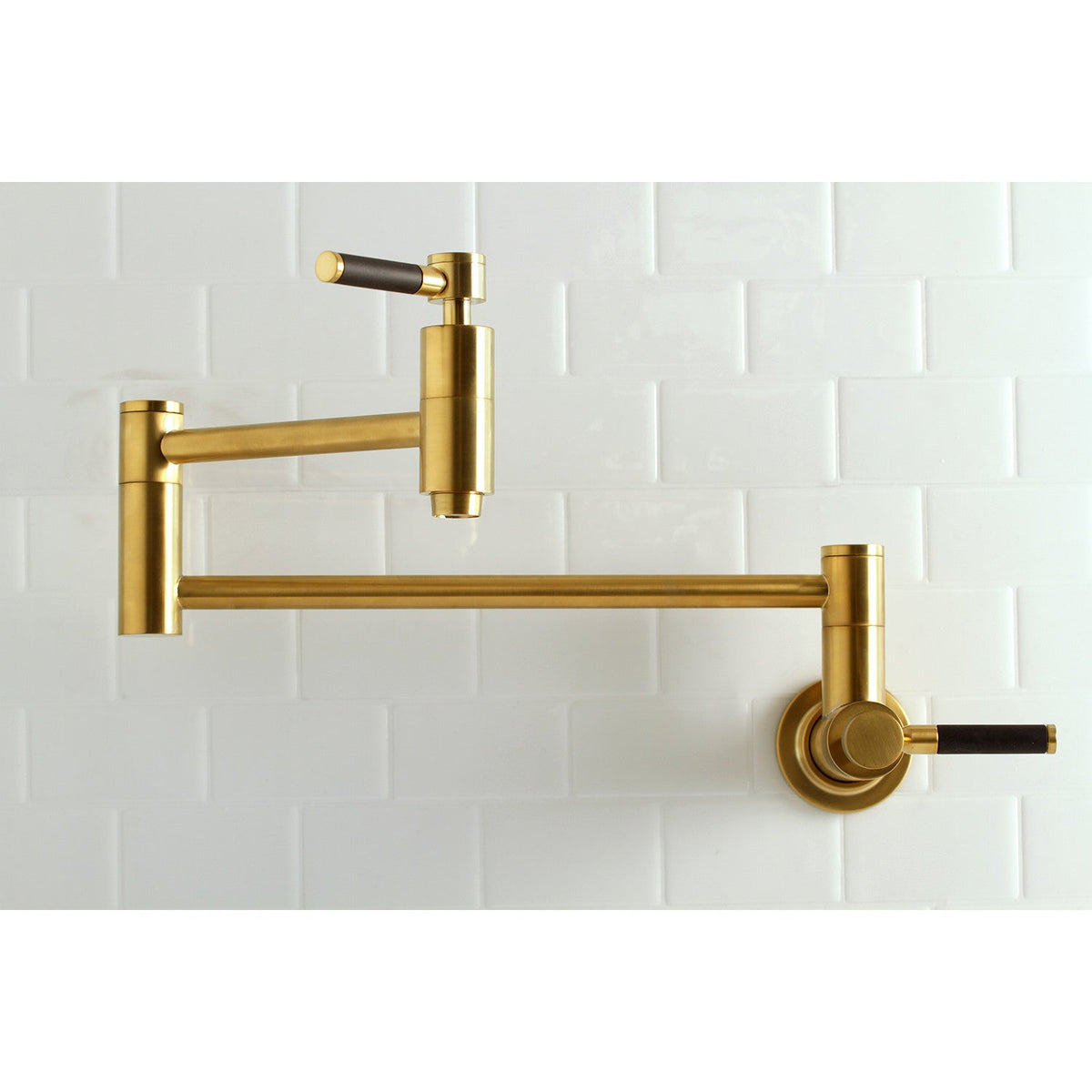 Kaiser Wall Mount Pot Filler Faucet in Brushed Brass