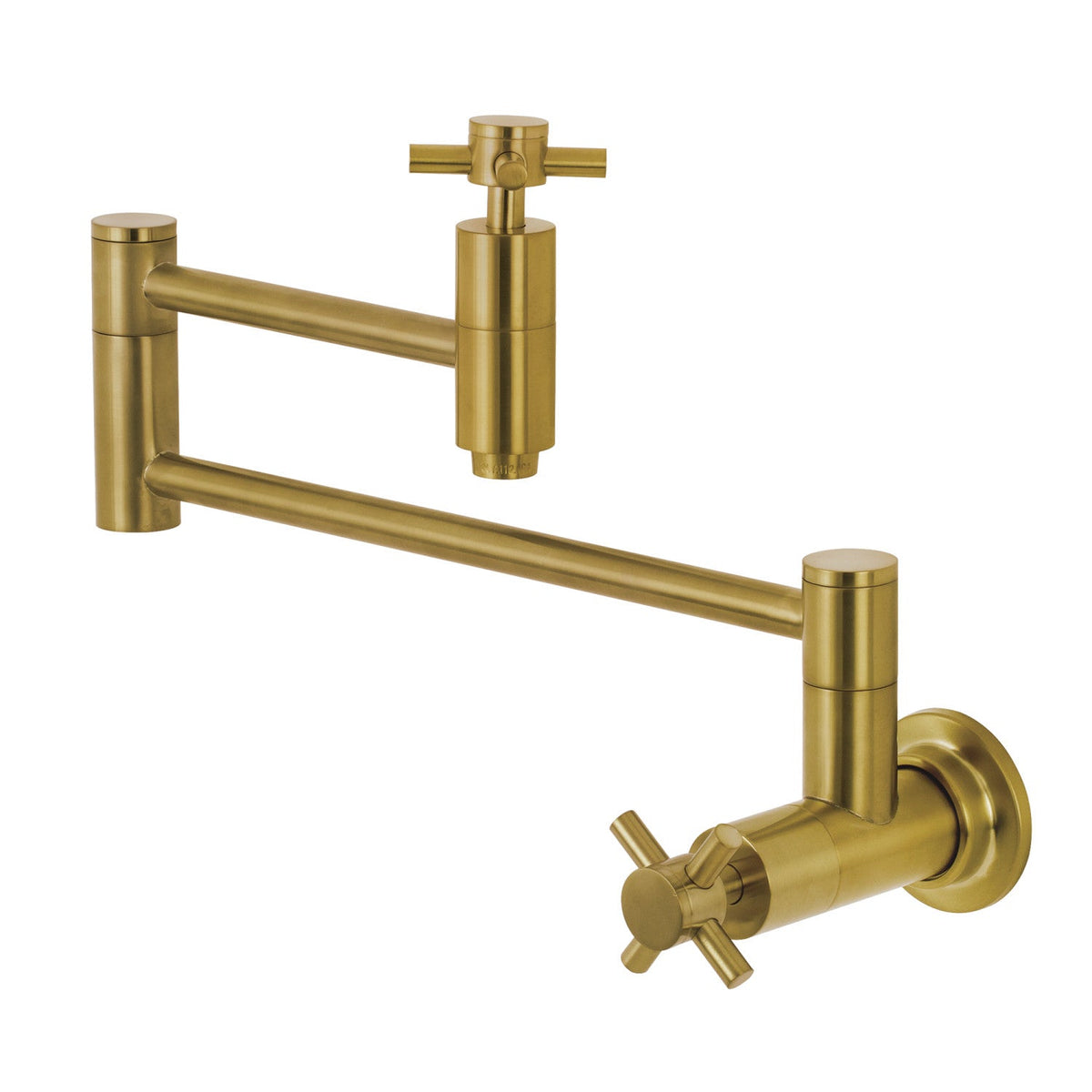 Concord Wall Mount Pot Filler Faucet in Brushed Brass