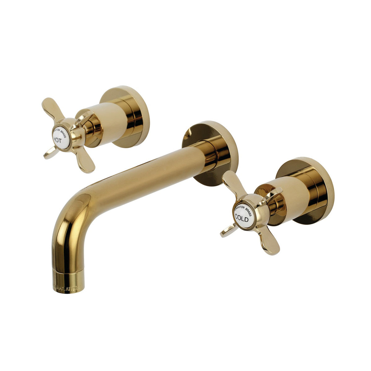 Essex Double-Handle Wall Mount Bathroom Faucet in Polished Brass