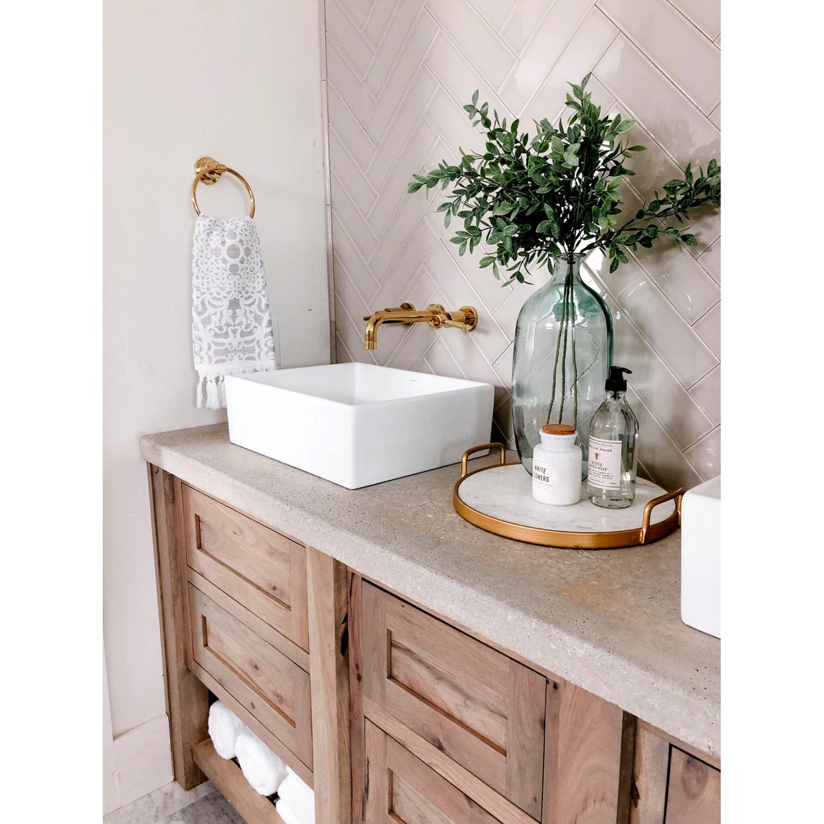Concord Double-Handle Wall Mount Bathroom Faucet in Polished Brass