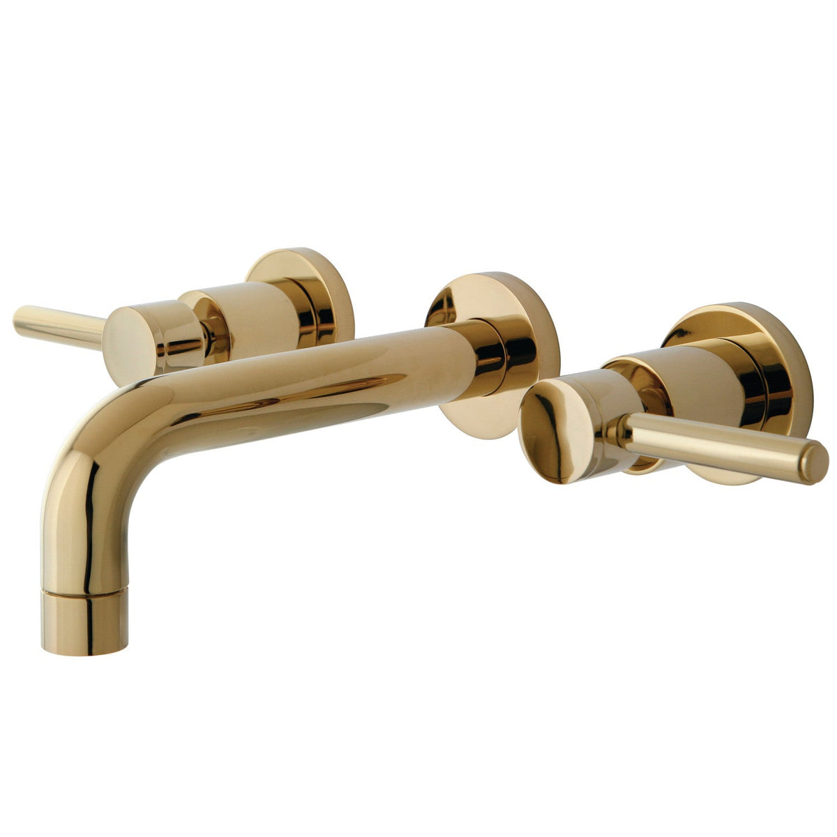 Concord Double-Handle Wall Mount Bathroom Faucet in Polished Brass