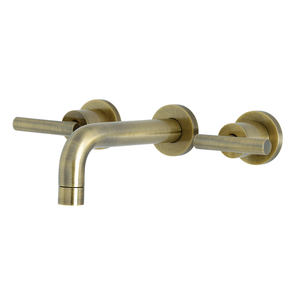Manhattan Double-Handle Wall Mount Bathroom Faucet in Antique Brass