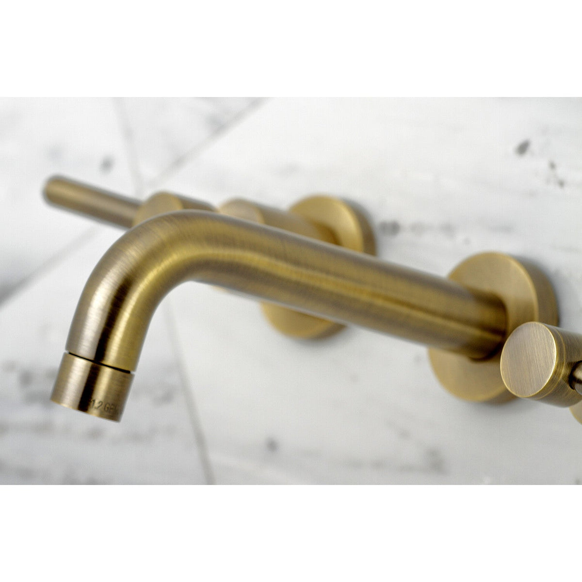 Concord Double-Handle Wall Mount Bathroom Faucet in Antique Brass