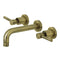 Kingston Brass Concord Double-Handle Wall Mount Bathroom Faucet, Antique Brass (KS8123DL)