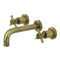 Kingston Brass Concord Double-Handle Wall Mount Bathroom Faucet, Antique Brass (KS8123DX)