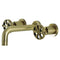 Kingston Brass Belknap Double-Handle Wall Mount Bathroom Faucet, Antique Brass (KS8123RX)