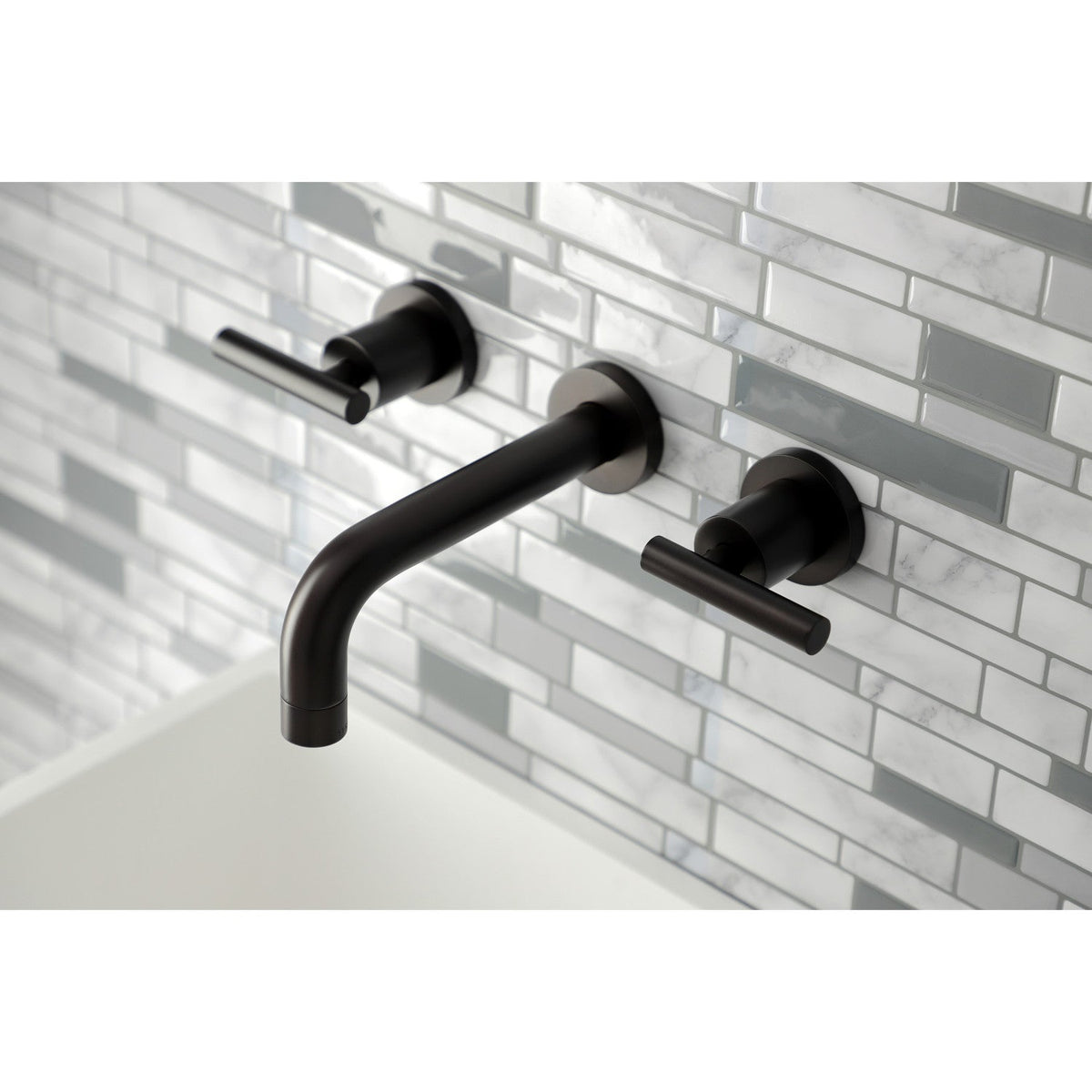 Manhattan Double-Handle Wall Mount Bathroom Faucet in Oil Rubbed Bronze