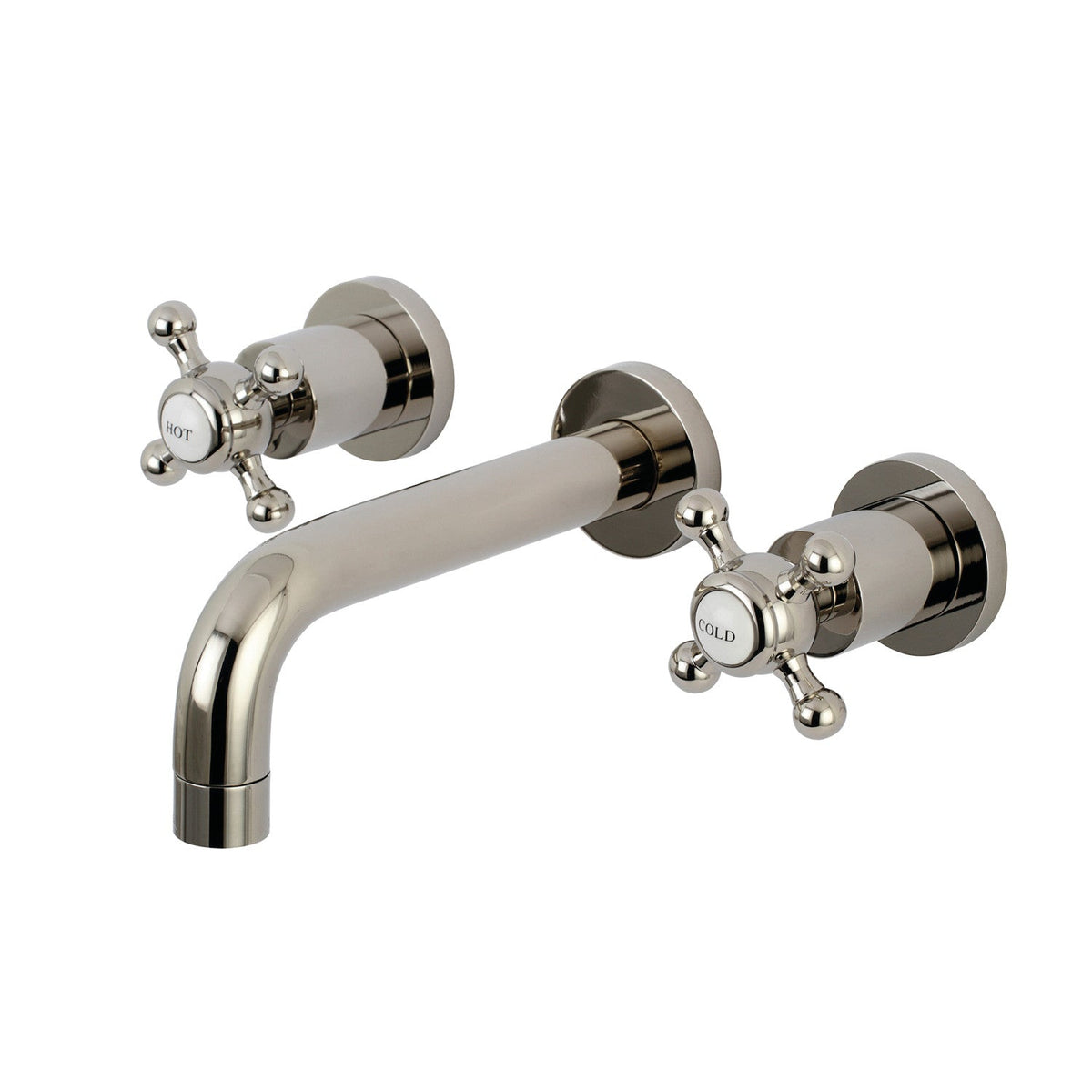 Metropolitan Double-Handle Wall Mount Bathroom Faucet in Polished Nickel