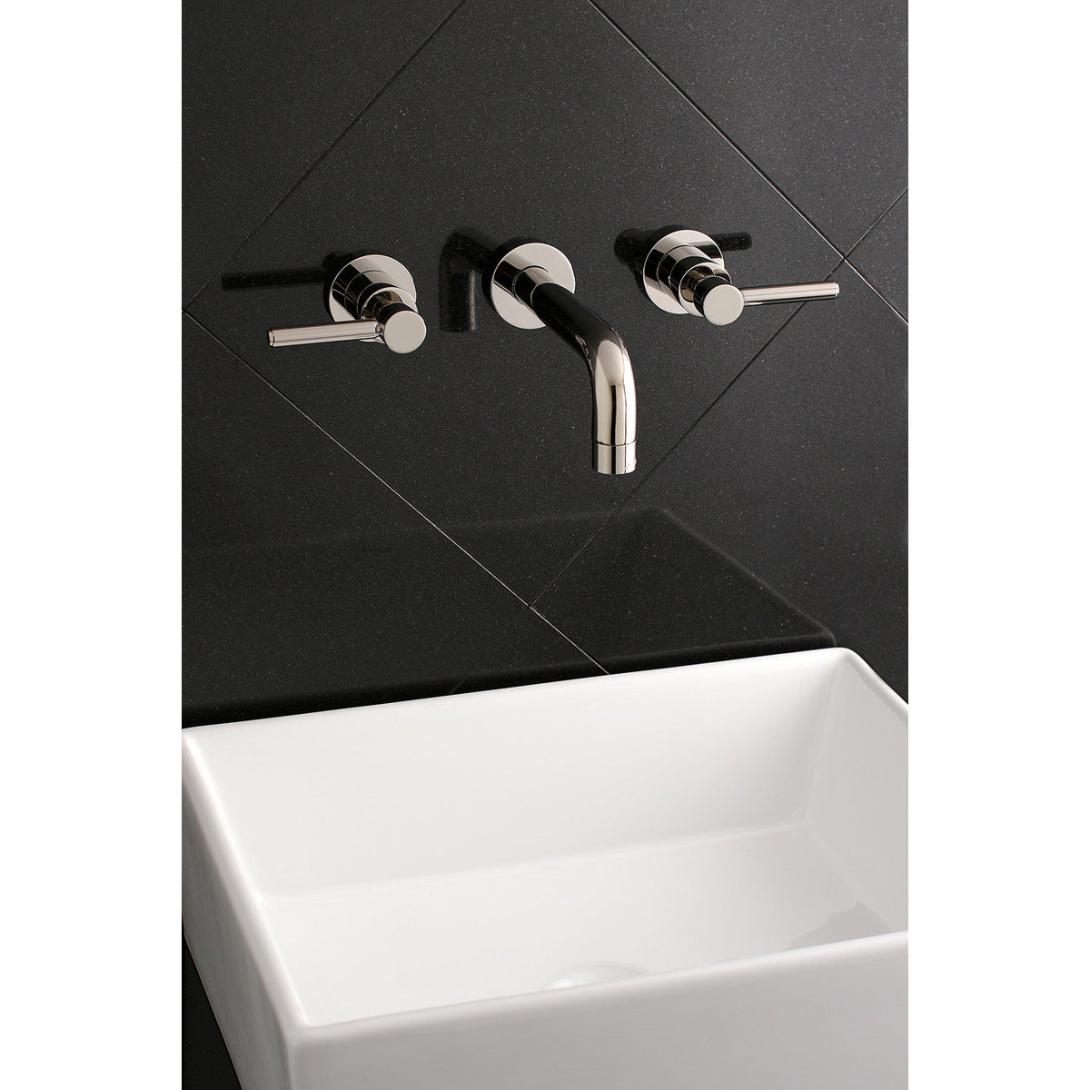 Concord Double-Handle Wall Mount Bathroom Faucet in Polished Nickel