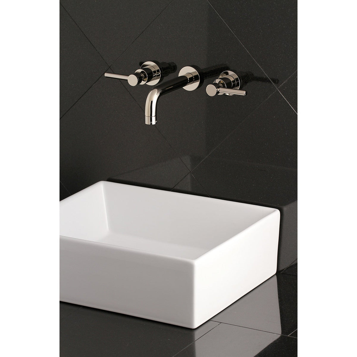 Concord Double-Handle Wall Mount Bathroom Faucet in Polished Nickel