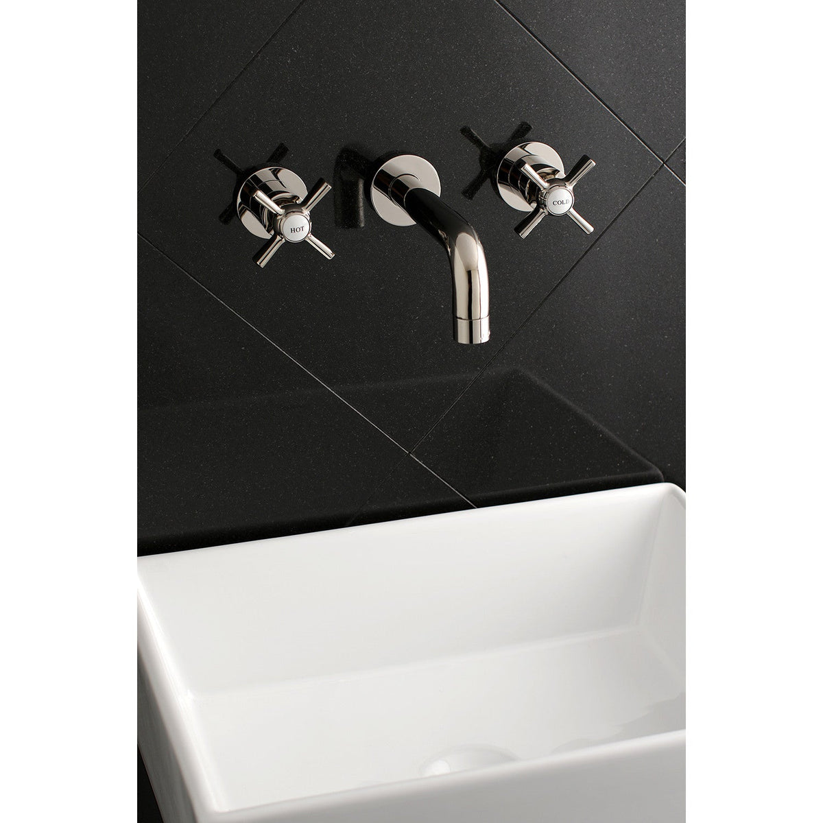 Millennium Double-Handle Wall Mount Bathroom Faucet in Polished Nickel