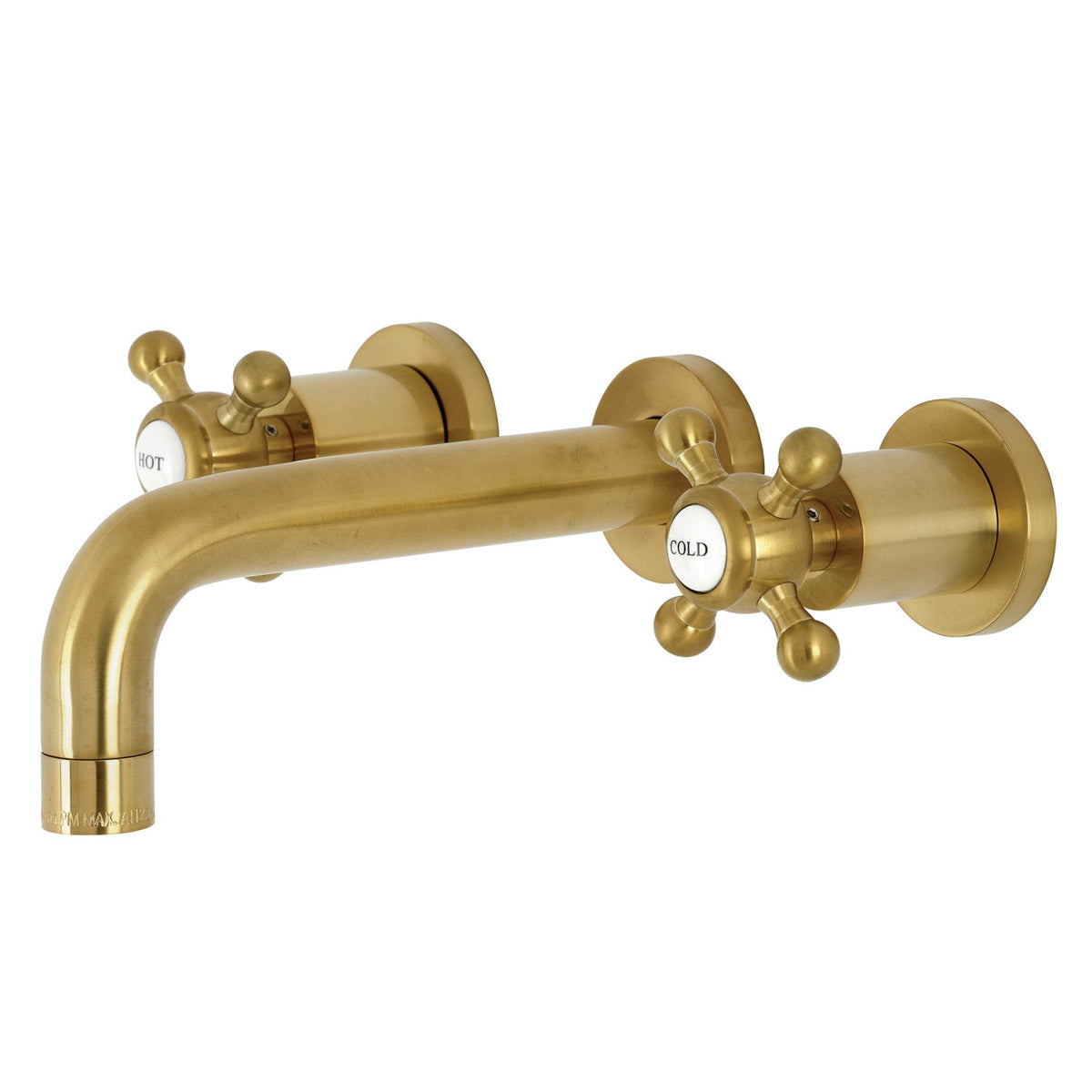 Metropolitan Double-Handle Wall Mount Bathroom Faucet in Brushed Brass