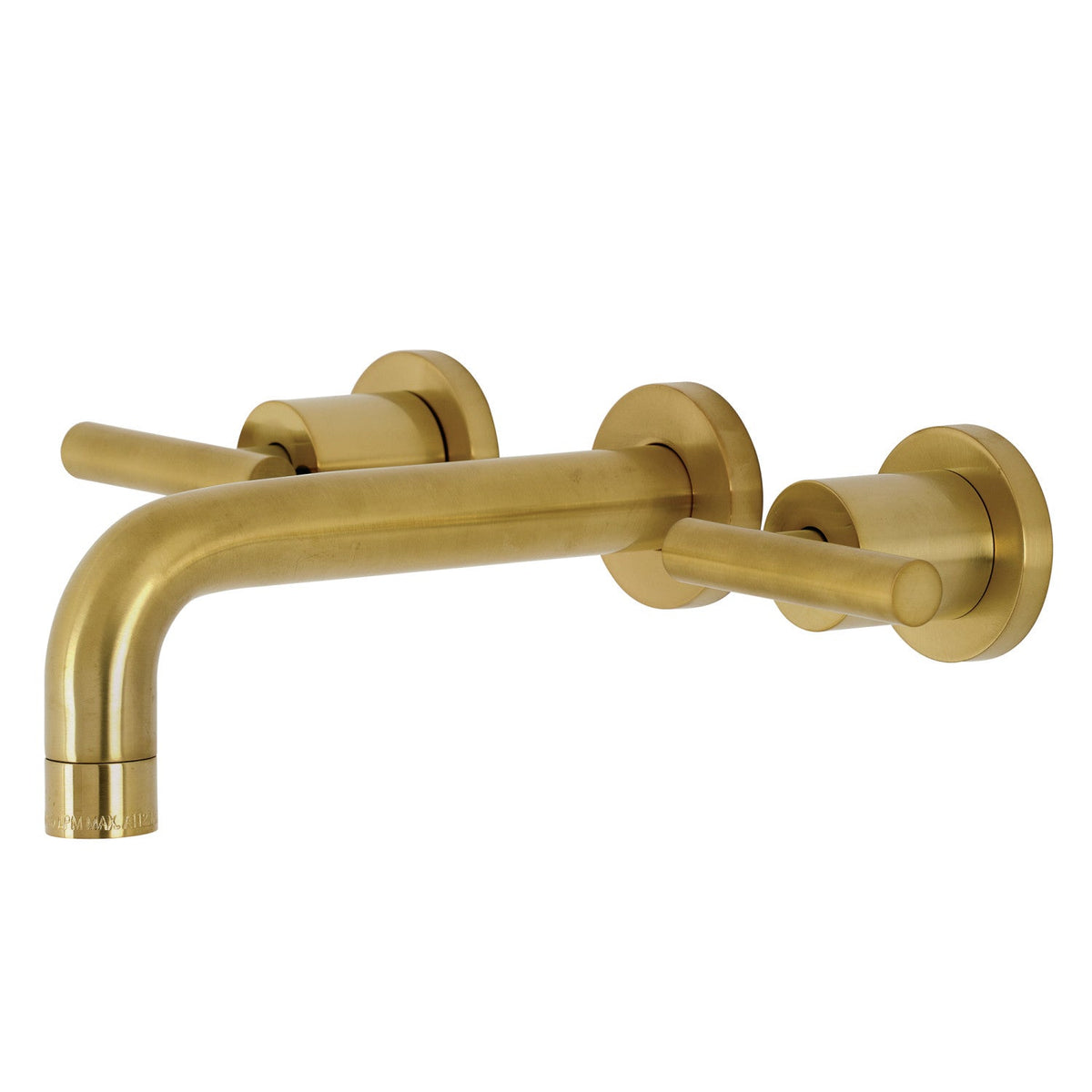 Manhattan Double-Handle Wall Mount Bathroom Faucet in Brushed Brass