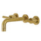 Kingston Brass Manhattan Double-Handle Wall Mount Bathroom Faucet, Brushed Brass (KS8127CML)