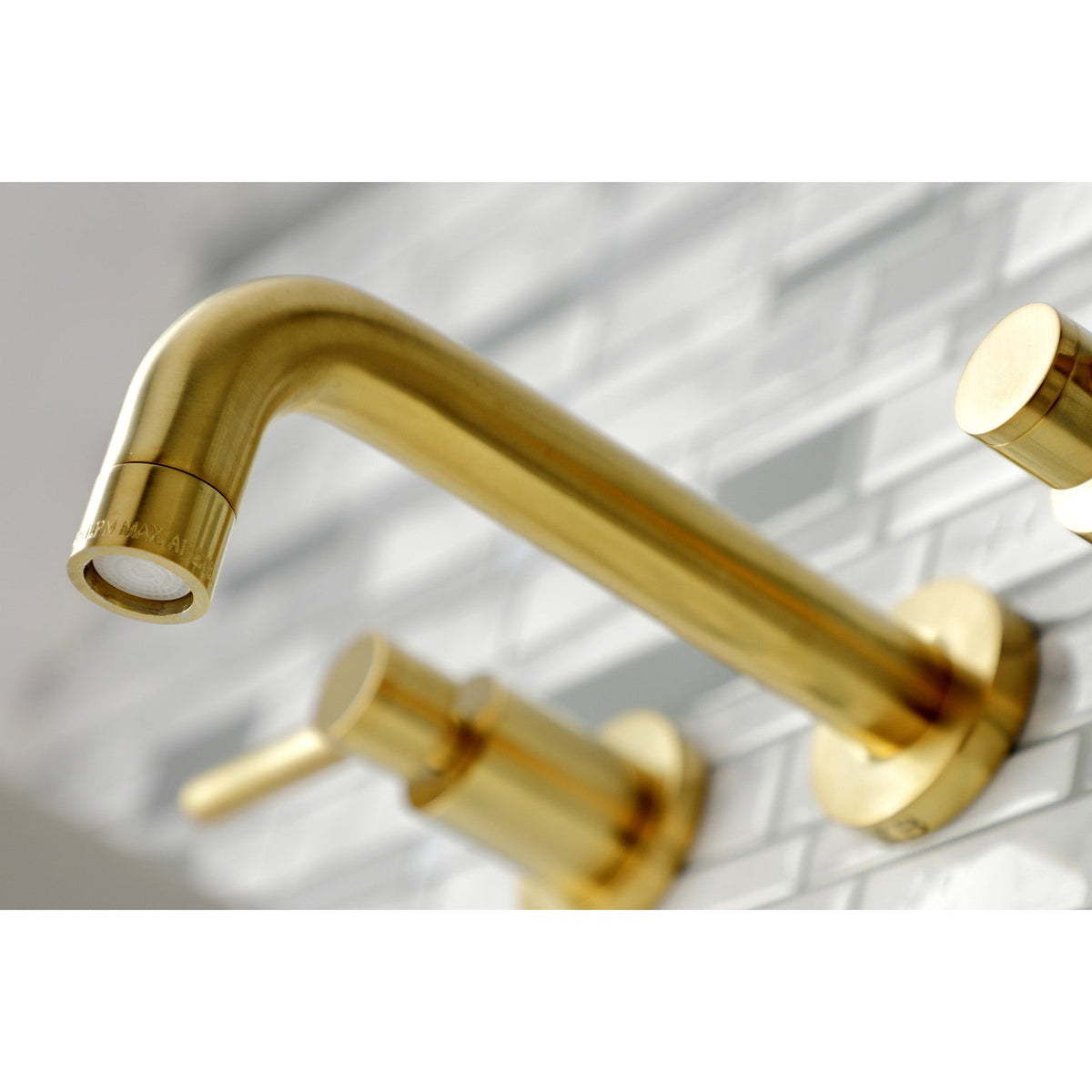 Concord Double-Handle Wall Mount Bathroom Faucet in Brushed Brass