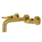 Kingston Brass Concord Double-Handle Wall Mount Bathroom Faucet, Brushed Brass (KS8127DL)