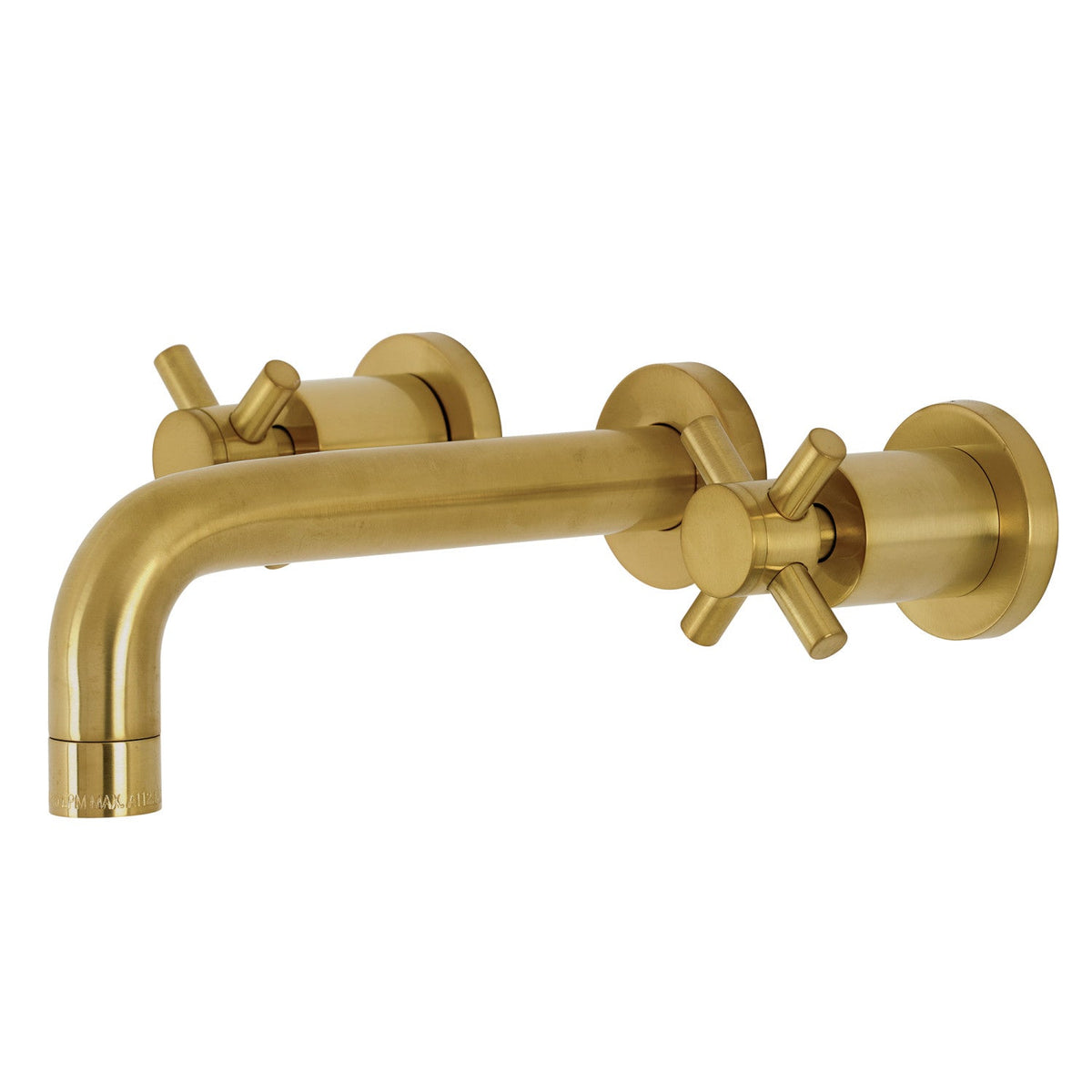Concord Double-Handle Wall Mount Bathroom Faucet in Brushed Brass