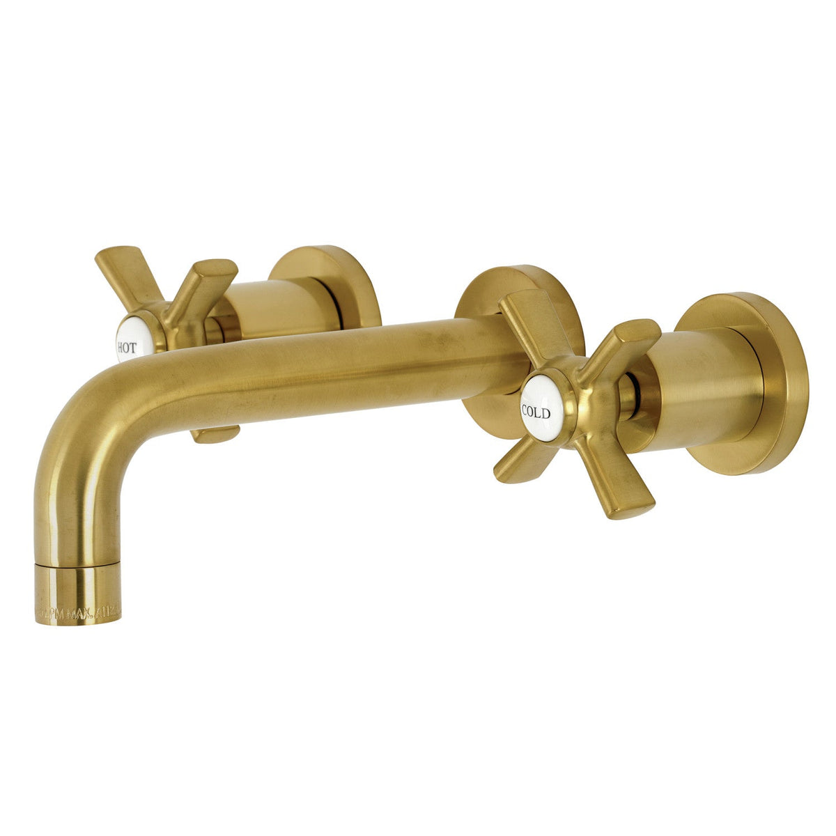 Millennium Double-Handle Wall Mount Bathroom Faucet in Brushed Brass