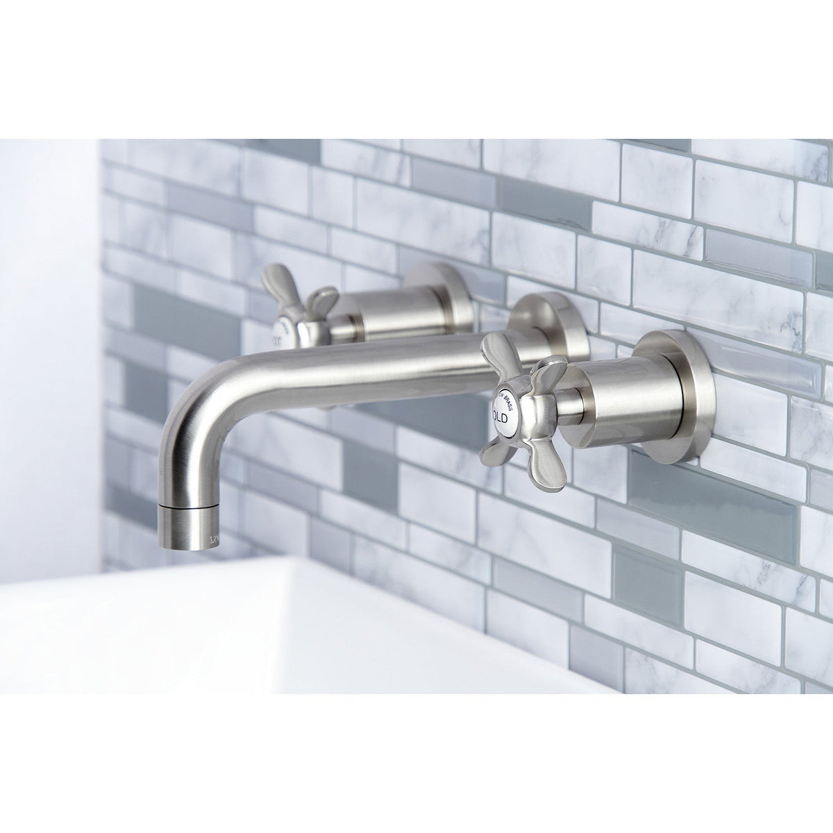 Essex Double-Handle Wall Mount Bathroom Faucet in Brushed Nickel