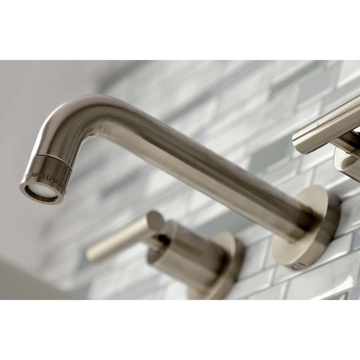 Manhattan Double-Handle Wall Mount Bathroom Faucet in Brushed Nickel