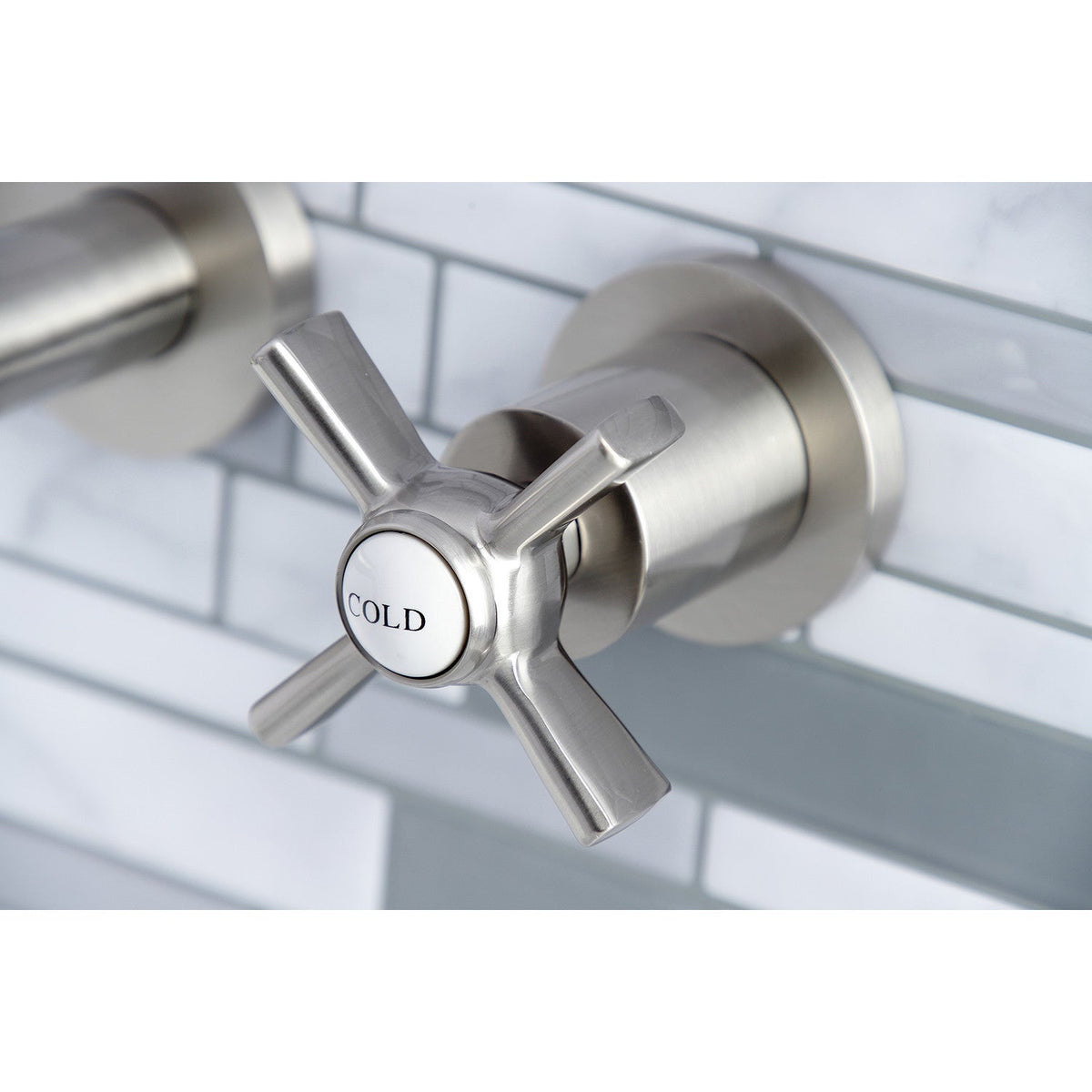 Millennium Double-Handle Wall Mount Bathroom Faucet in Brushed Nickel