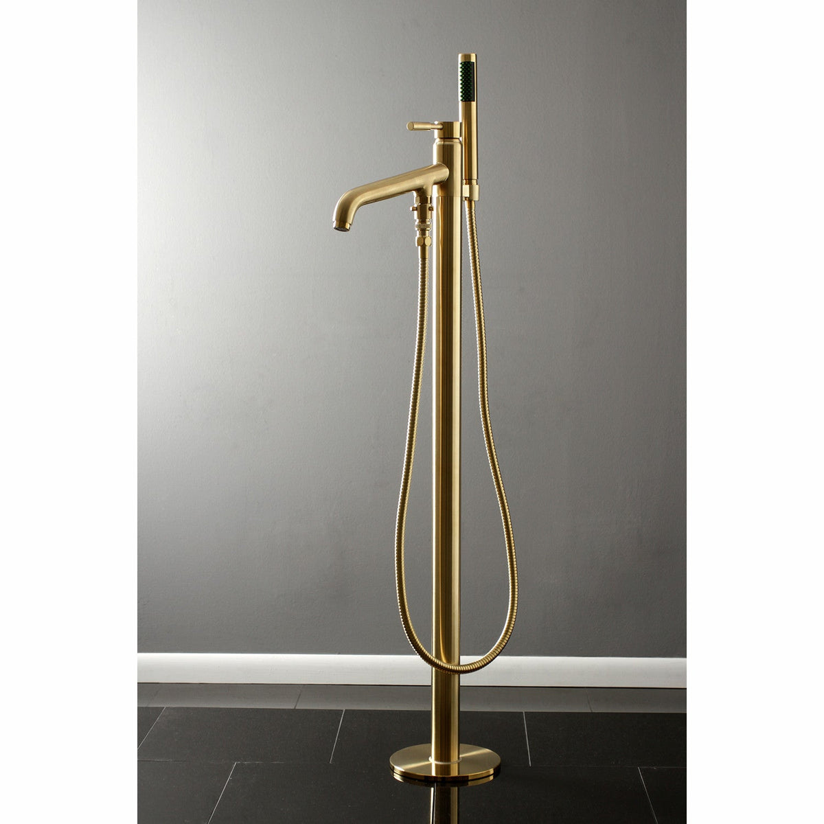 Concord Freestanding Tub Faucet with Hand Shower in Brushed Brass