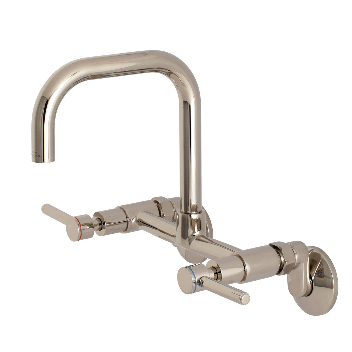 Concord Double-Handle Wall-Mount Bridge Kitchen Faucet in Polished Nickel