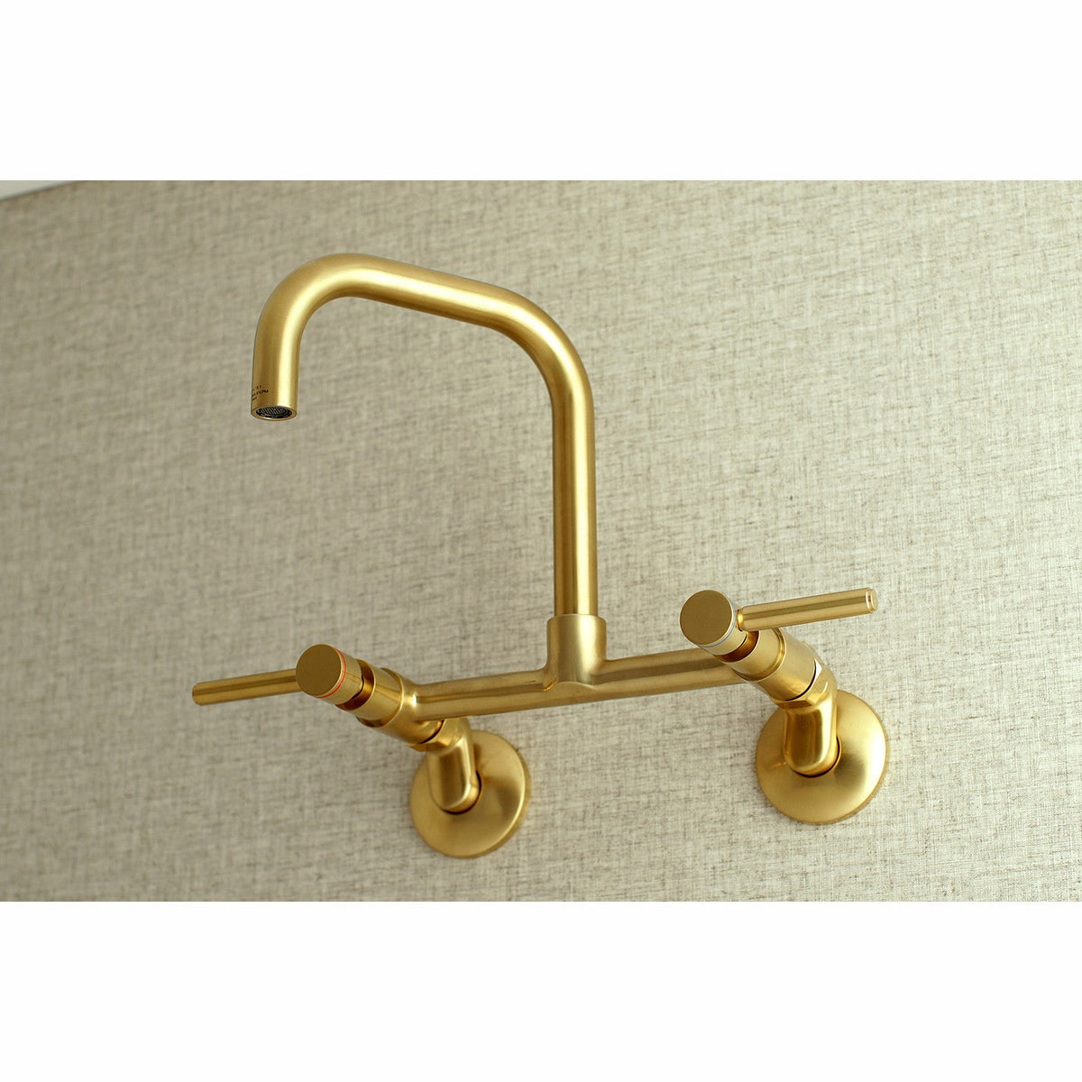 Concord Double-Handle Wall-Mount Bridge Kitchen Faucet in Brushed Brass
