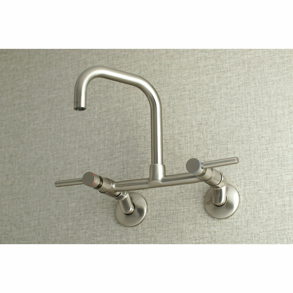 Concord Double-Handle Wall-Mount Bridge Kitchen Faucet in Brushed Nickel