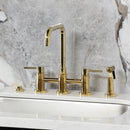 Kingston Brass Concord Bridge Kitchen Faucet with Brass Side Sprayer, Polished Brass (KS8282DLBS)