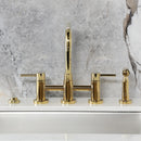 Kingston Brass Concord Bridge Kitchen Faucet with Brass Side Sprayer, Polished Brass (KS8282DLBS)