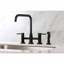 Kingston Brass Concord Bridge Kitchen Faucet with Brass Side Sprayer, Oil Rubbed Bronze (KS8285DLBS)