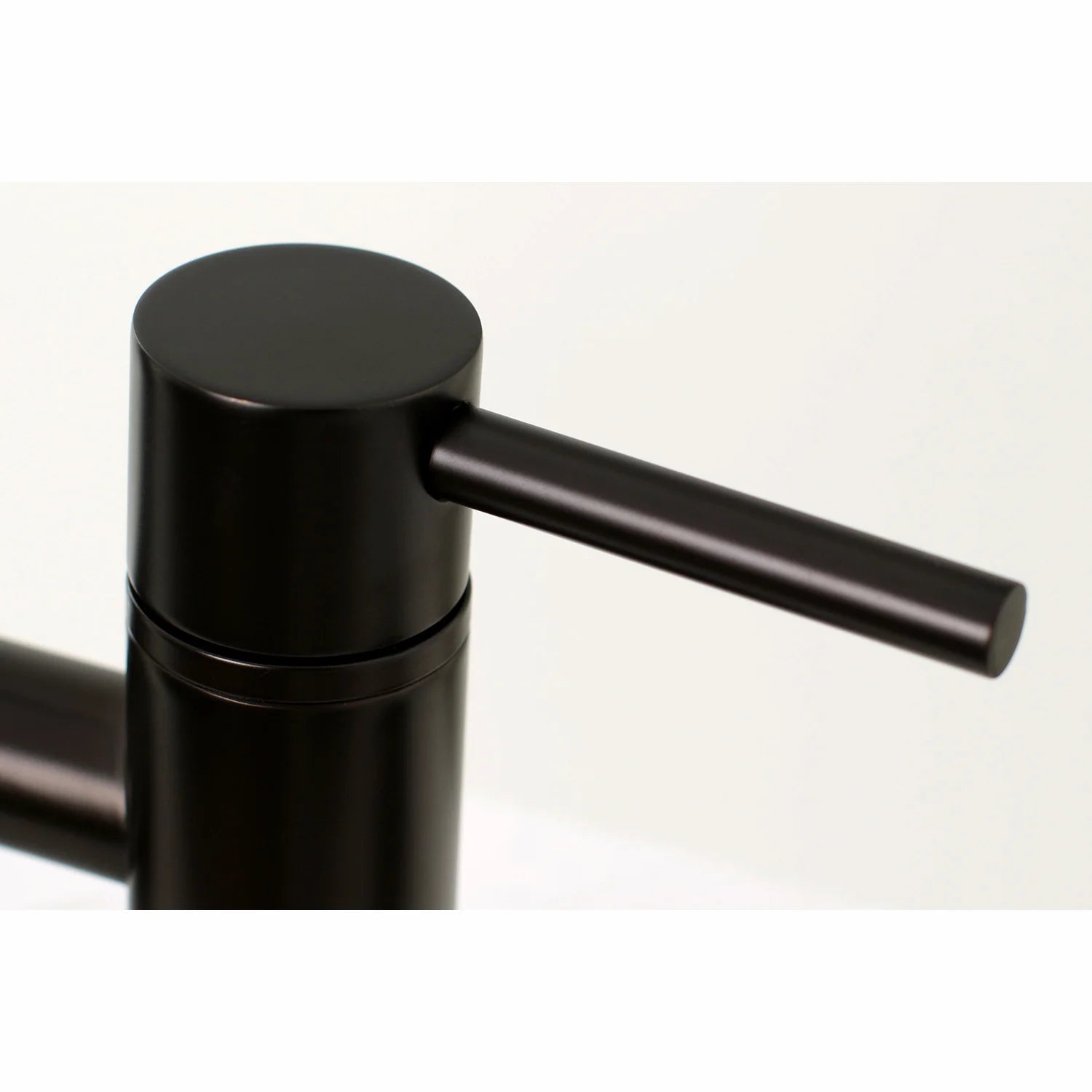 Oil-rubbed bronze faucet handle with smooth cylindrical lever