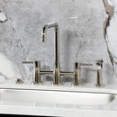 Kingston Brass Concord Bridge Kitchen Faucet with Brass Side Sprayer, Polished Nickel (KS8286DLBS)