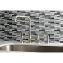 Kingston Brass Concord Bridge Kitchen Faucet with Brass Side Sprayer, Brushed Nickel (KS8288DLBS)