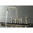 Kingston Brass Concord Bridge Kitchen Faucet with Brass Side Sprayer, Brushed Nickel (KS8288DLBS)
