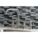 Kingston Brass Concord Bridge Kitchen Faucet with Brass Side Sprayer, Brushed Nickel (KS8288DLBS)