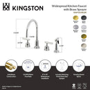 Kingston Brass Manhattan Double-Handle Widespread Kitchen Faucet with Brass Sprayer, Brushed Nickel (KS8728CMLBS)
